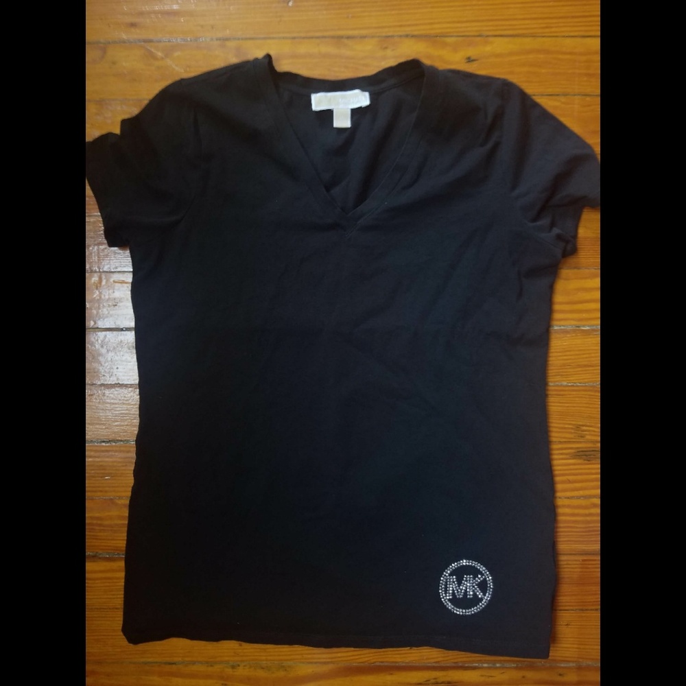 Black Michael Kors V-neck Tee